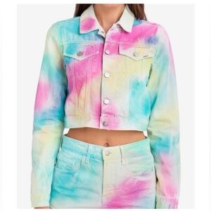 🌈Jordache Tie-Dye Denim Cropped Jacket, Size M